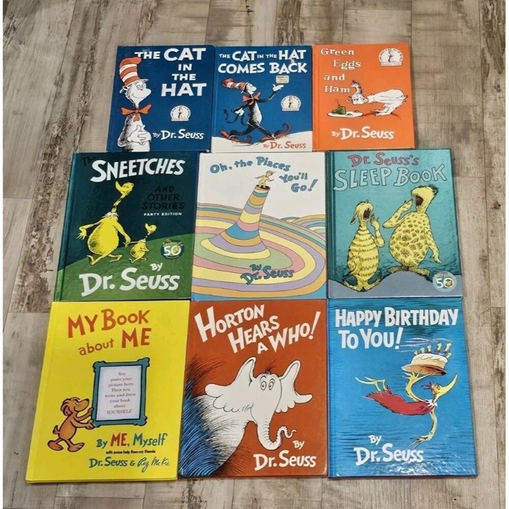 Dr Seuss Book Lot 9 Hardcovers 6 Large Format Titles Horton Oh Places Cat In The